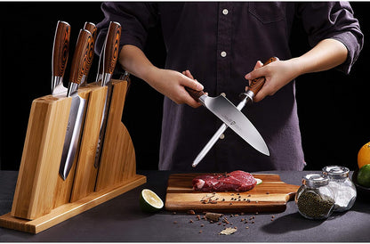 Cheese Knife, Tomato Knife 5.5" Serrated Blade, High Carbon German Steel, Mutil-Use Non Stick Design, Pakkawood Handle - Fiery Phoenix Series