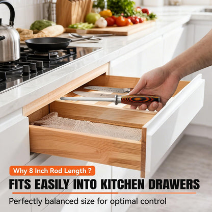 Cheese Knife, Tomato Knife 5.5" Serrated Blade, High Carbon German Steel, Mutil-Use Non Stick Design, Pakkawood Handle - Fiery Phoenix Series