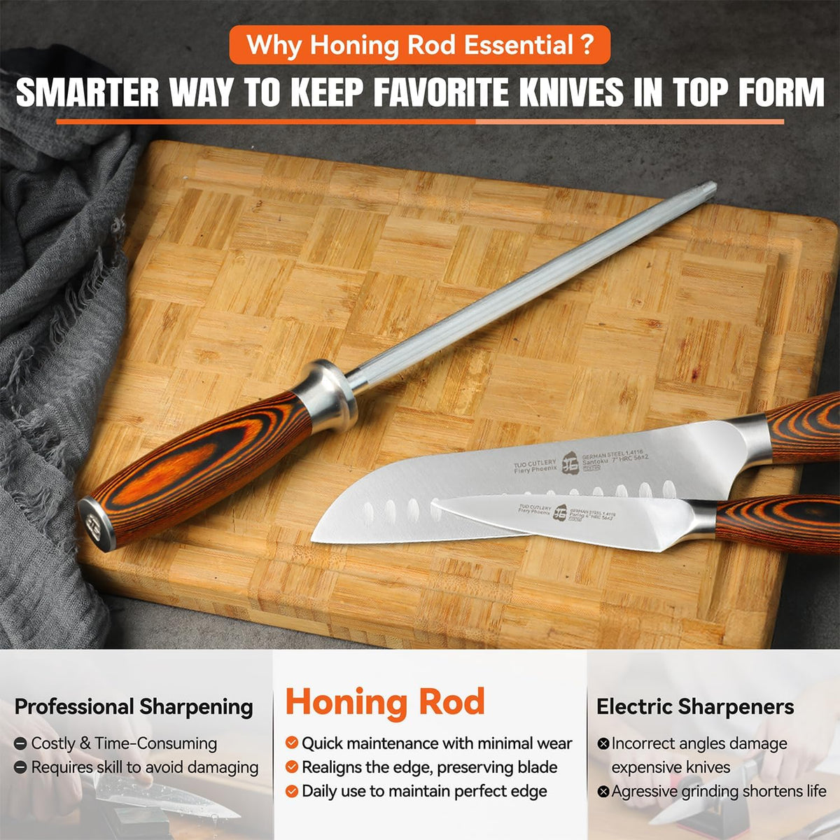 Cheese Knife, Tomato Knife 5.5" Serrated Blade, High Carbon German Steel, Mutil-Use Non Stick Design, Pakkawood Handle - Fiery Phoenix Series