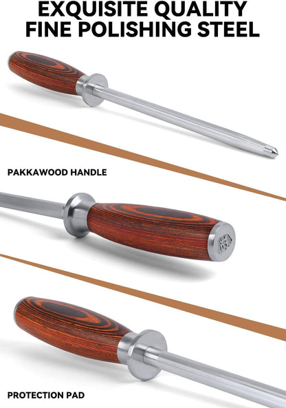 Cheese Knife, Tomato Knife 5.5" Serrated Blade, High Carbon German Steel, Mutil-Use Non Stick Design, Pakkawood Handle - Fiery Phoenix Series