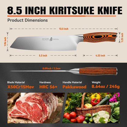 Cheese Knife, Tomato Knife 5.5" Serrated Blade, High Carbon German Steel, Mutil-Use Non Stick Design, Pakkawood Handle - Fiery Phoenix Series