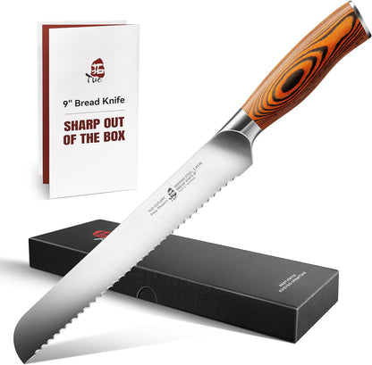 Cheese Knife, Tomato Knife 5.5" Serrated Blade, High Carbon German Steel, Mutil-Use Non Stick Design, Pakkawood Handle - Fiery Phoenix Series