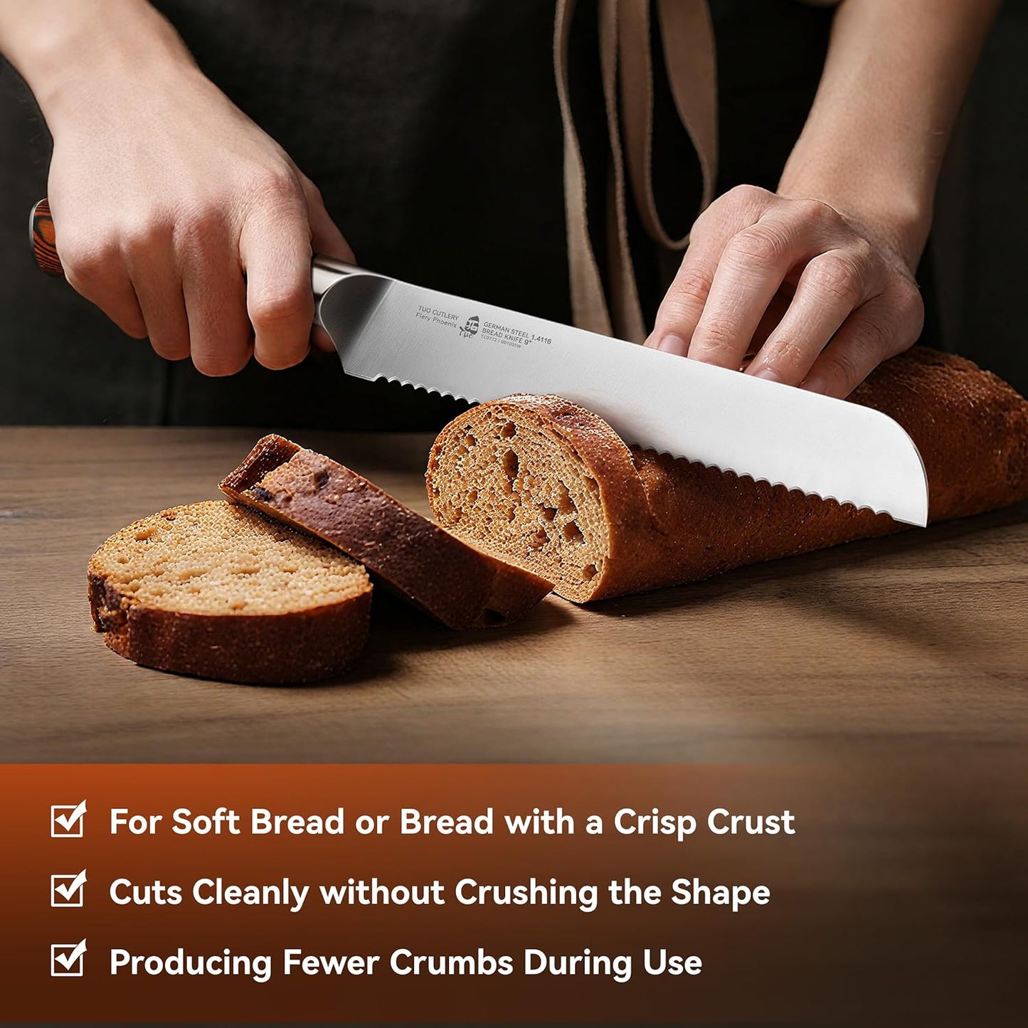 Cheese Knife, Tomato Knife 5.5" Serrated Blade, High Carbon German Steel, Mutil-Use Non Stick Design, Pakkawood Handle - Fiery Phoenix Series