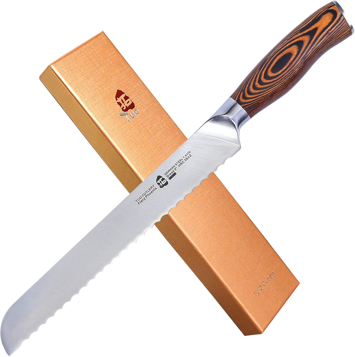 Cheese Knife, Tomato Knife 5.5" Serrated Blade, High Carbon German Steel, Mutil-Use Non Stick Design, Pakkawood Handle - Fiery Phoenix Series