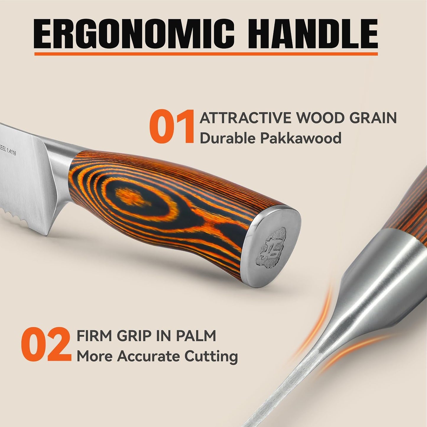 Cheese Knife, Tomato Knife 5.5" Serrated Blade, High Carbon German Steel, Mutil-Use Non Stick Design, Pakkawood Handle - Fiery Phoenix Series
