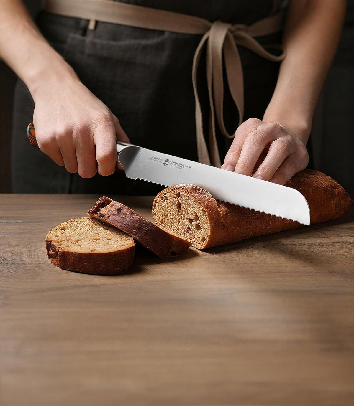 Cheese Knife, Tomato Knife 5.5" Serrated Blade, High Carbon German Steel, Mutil-Use Non Stick Design, Pakkawood Handle - Fiery Phoenix Series