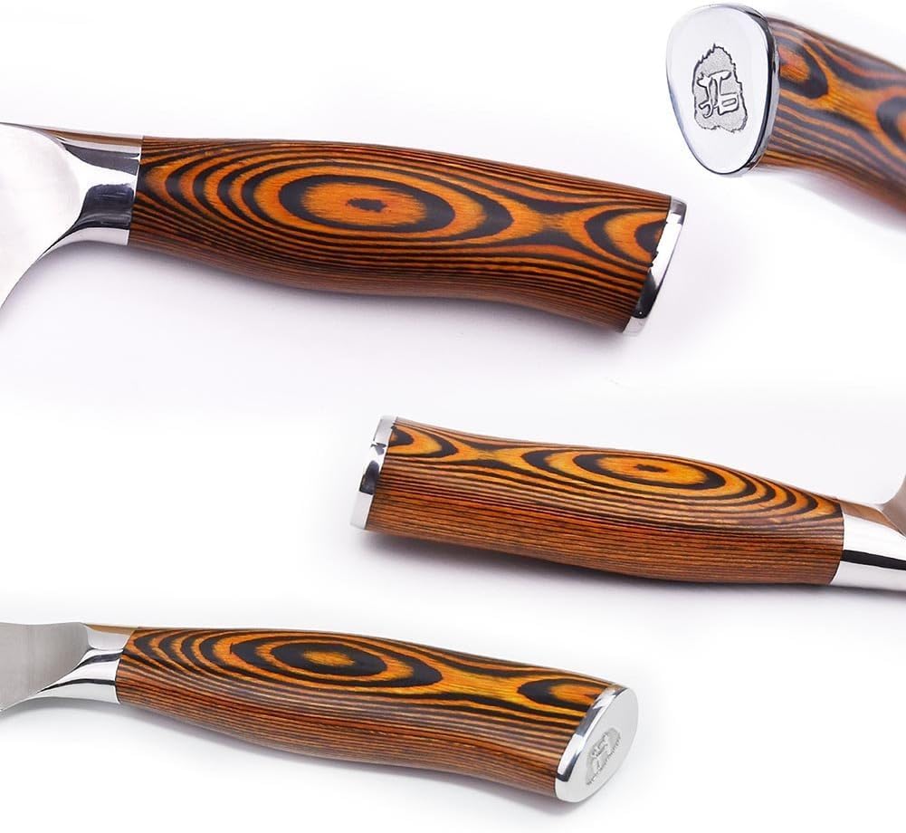 Cheese Knife, Tomato Knife 5.5" Serrated Blade, High Carbon German Steel, Mutil-Use Non Stick Design, Pakkawood Handle - Fiery Phoenix Series