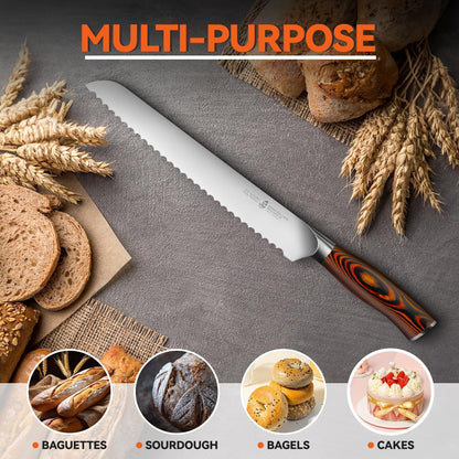 Cheese Knife, Tomato Knife 5.5" Serrated Blade, High Carbon German Steel, Mutil-Use Non Stick Design, Pakkawood Handle - Fiery Phoenix Series
