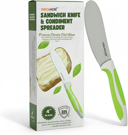 Performore Sandwich Knife – 4" Stainless Steel Blade, 1.5" Wide, 1.2mm Thick – Serrated Kitchen Knife for Sandwiches, Spreading & Slicing – Durable Bread, Bagel & Deli Knife