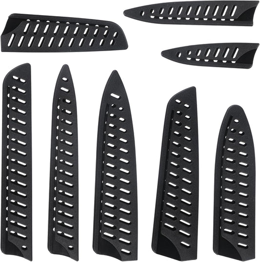 8 Pcs Universal Knife Guards Set, Plastic Safety Knife Covers Black Knives Sheath Blade Protector Kitchen Knives Sheath for Paring Utility Bread Chef Knifes