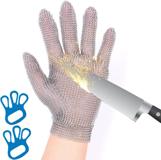 Cut Resistant Gloves Food Grade Stainless Steel Metal Mesh Chainmail Gloves