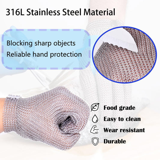 Cut Resistant Gloves Food Grade Stainless Steel Metal Mesh Chainmail Gloves