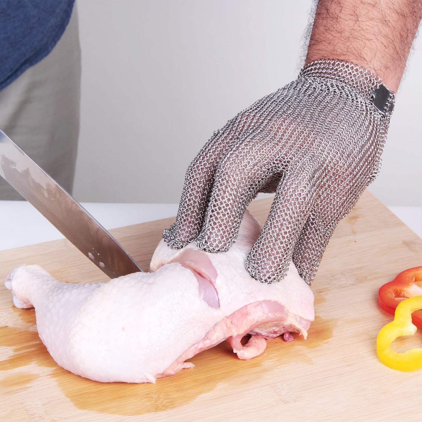 Cut Resistant Gloves Food Grade Stainless Steel Metal Mesh Chainmail Gloves