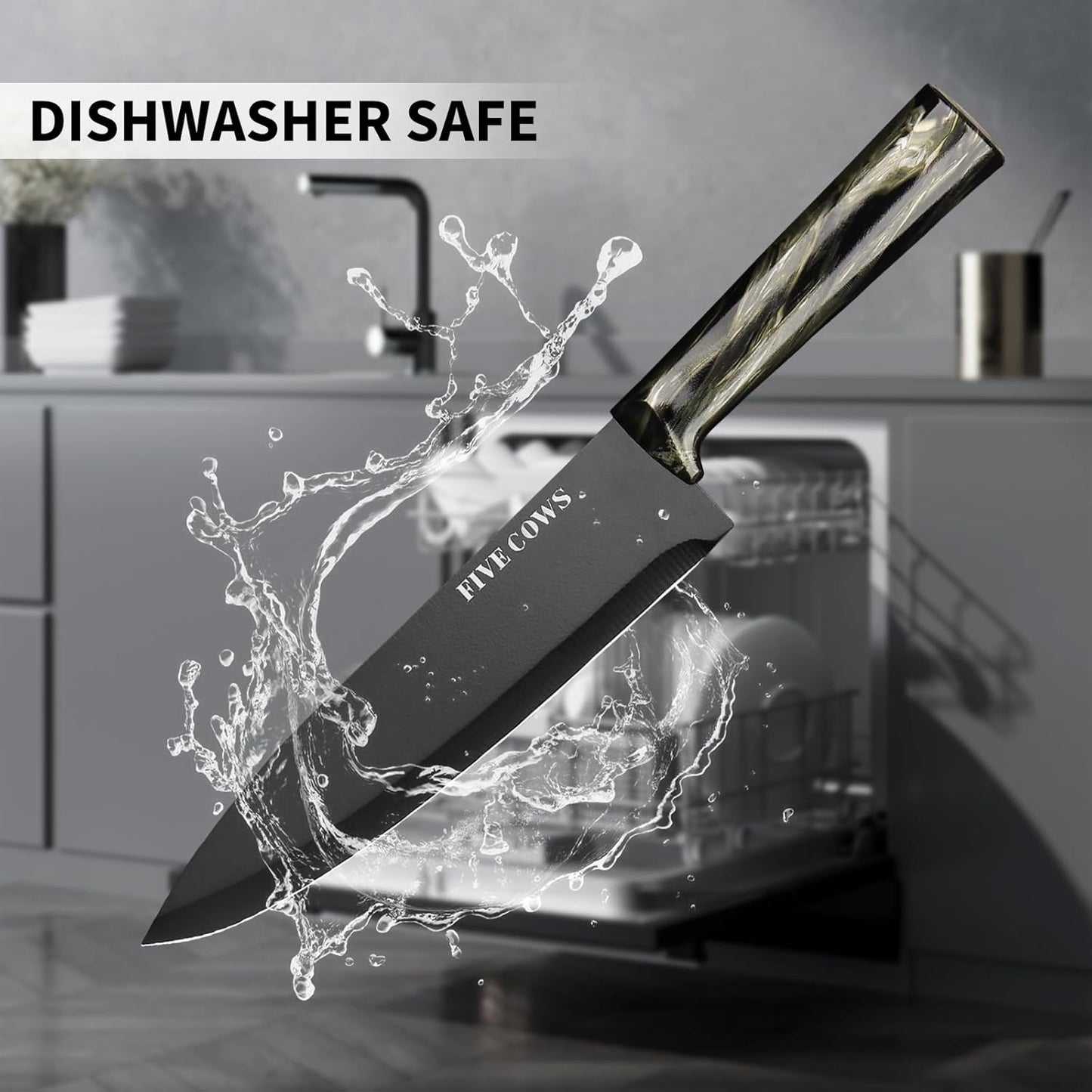16-Piece Kitchen Knife Block Set with Cutting Board - German Stainless Steel Knives, Built-In Sharpener, Dishwasher Safe, Anti-Slip Handle - All-in-One Cutlery Set for Home/Kitchen (Cyan)