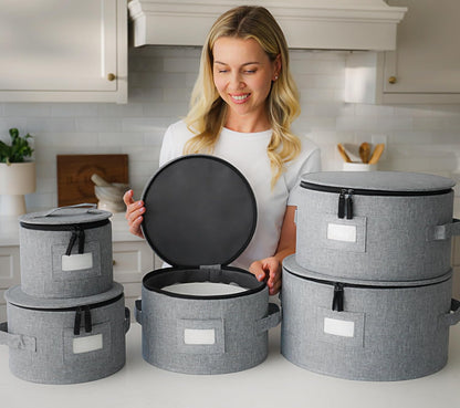 Flatware Storage Case with 5 Adjustable Compartments - Tableware Utensil Chest with Carrying Handles - Protects and Organizes Cutlery and Silverware - Hard Shell and Stackable