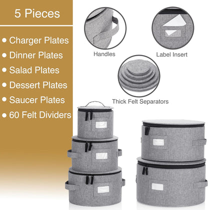 Flatware Storage Case with 5 Adjustable Compartments - Tableware Utensil Chest with Carrying Handles - Protects and Organizes Cutlery and Silverware - Hard Shell and Stackable