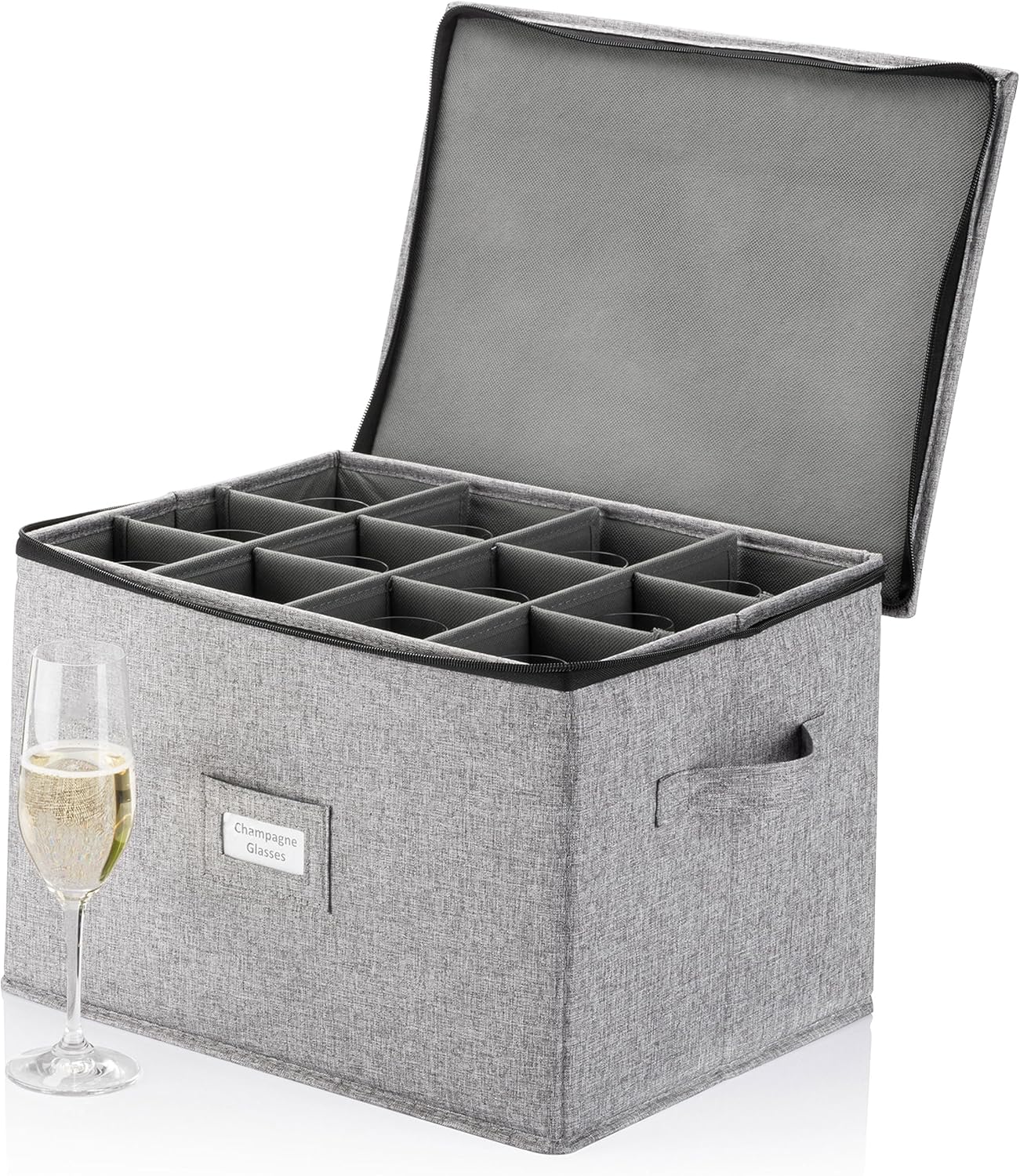 Flatware Storage Case with 5 Adjustable Compartments - Tableware Utensil Chest with Carrying Handles - Protects and Organizes Cutlery and Silverware - Hard Shell and Stackable