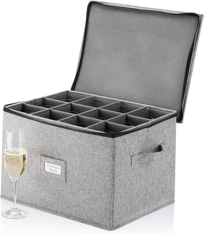 Flatware Storage Case with 5 Adjustable Compartments - Tableware Utensil Chest with Carrying Handles - Protects and Organizes Cutlery and Silverware - Hard Shell and Stackable