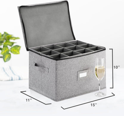 Flatware Storage Case with 5 Adjustable Compartments - Tableware Utensil Chest with Carrying Handles - Protects and Organizes Cutlery and Silverware - Hard Shell and Stackable