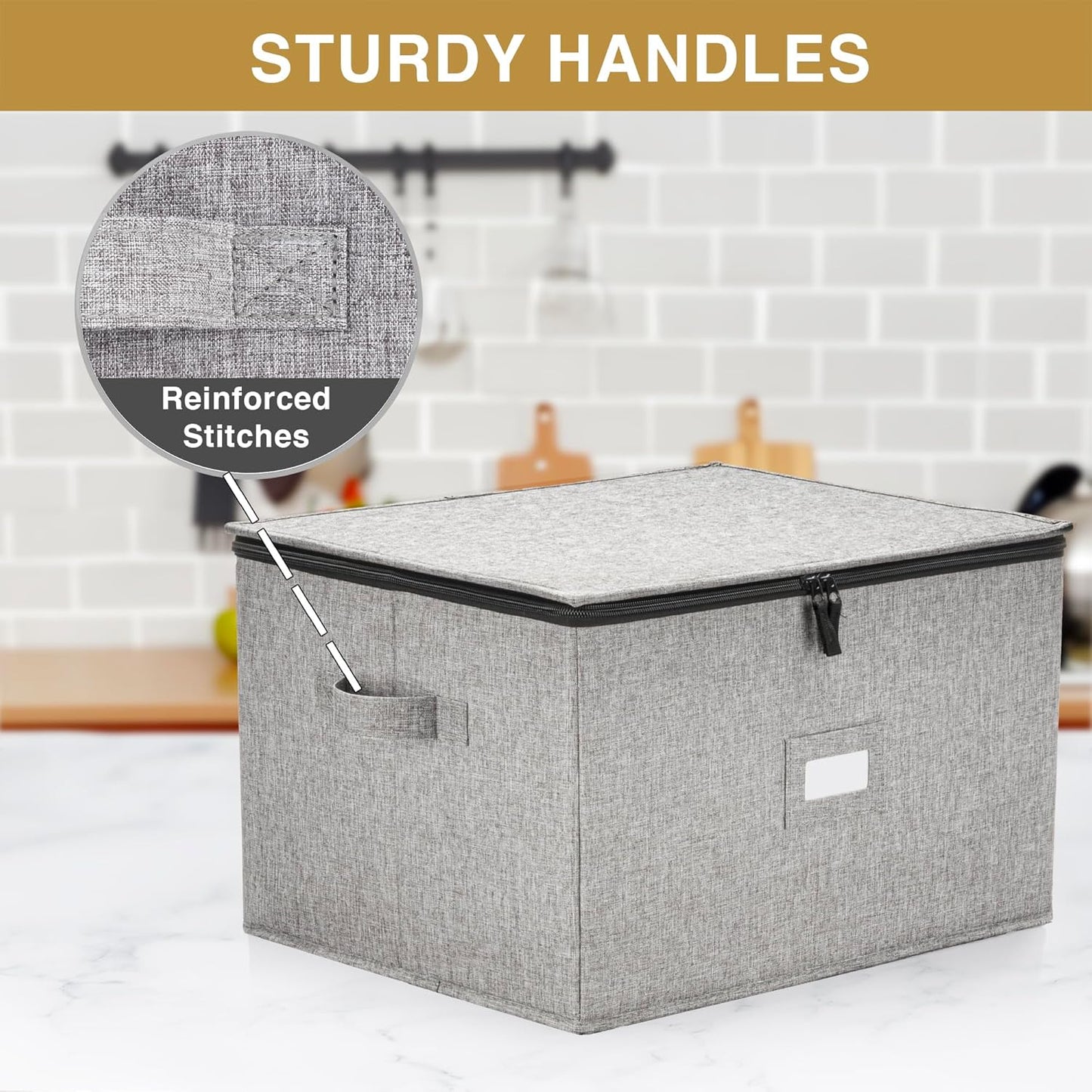 Flatware Storage Case with 5 Adjustable Compartments - Tableware Utensil Chest with Carrying Handles - Protects and Organizes Cutlery and Silverware - Hard Shell and Stackable