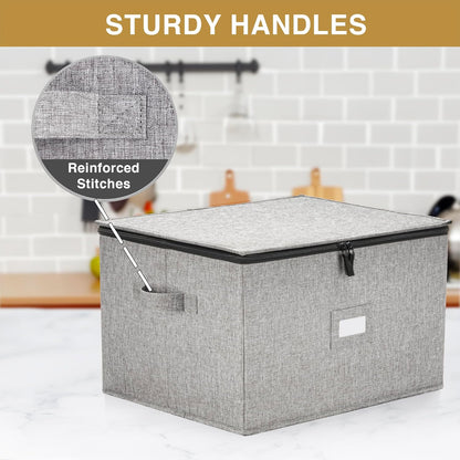 Flatware Storage Case with 5 Adjustable Compartments - Tableware Utensil Chest with Carrying Handles - Protects and Organizes Cutlery and Silverware - Hard Shell and Stackable