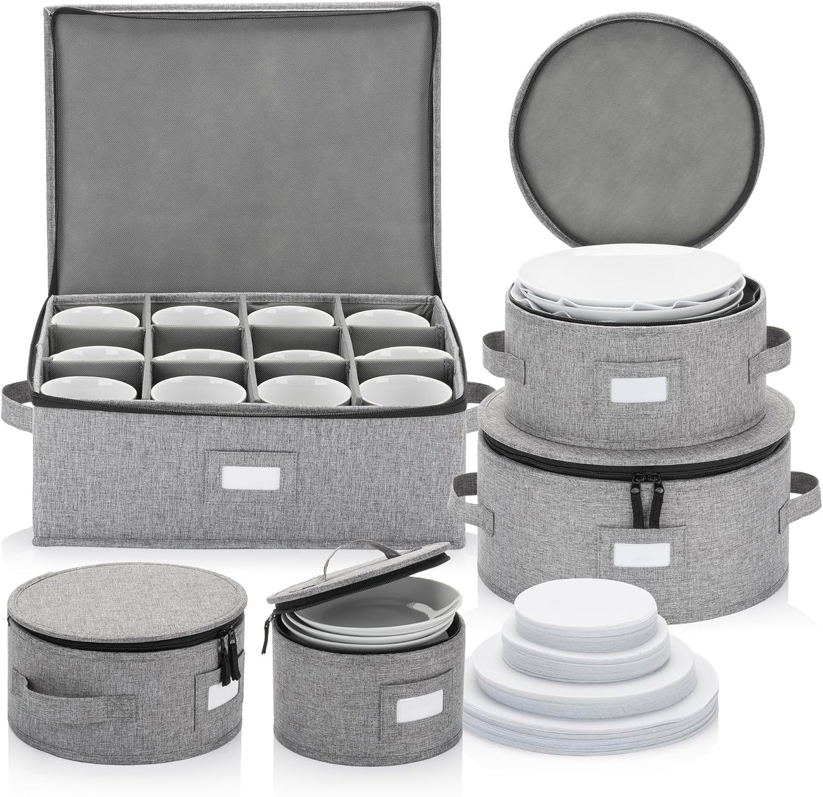 Flatware Storage Case with 5 Adjustable Compartments - Tableware Utensil Chest with Carrying Handles - Protects and Organizes Cutlery and Silverware - Hard Shell and Stackable