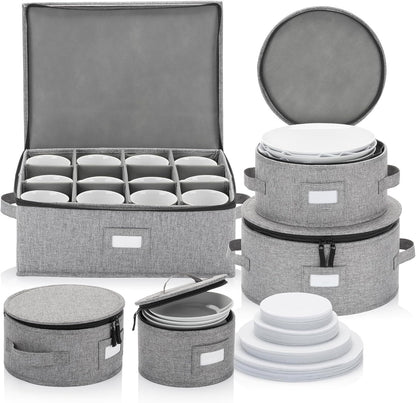 Flatware Storage Case with 5 Adjustable Compartments - Tableware Utensil Chest with Carrying Handles - Protects and Organizes Cutlery and Silverware - Hard Shell and Stackable
