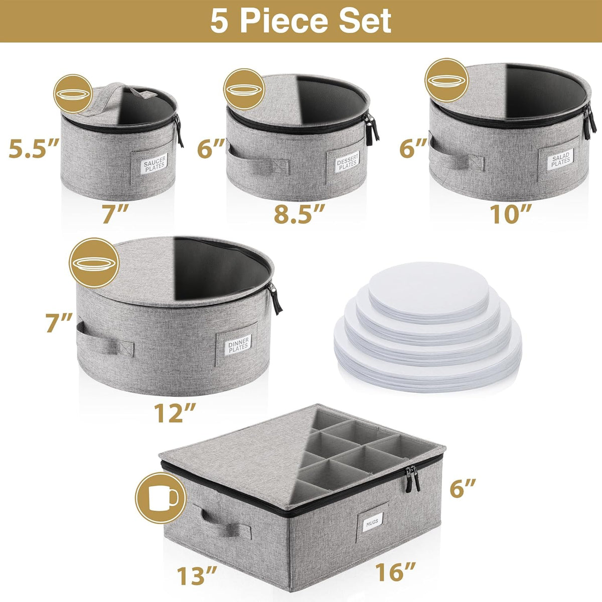 Flatware Storage Case with 5 Adjustable Compartments - Tableware Utensil Chest with Carrying Handles - Protects and Organizes Cutlery and Silverware - Hard Shell and Stackable