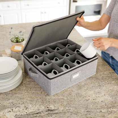 Flatware Storage Case with 5 Adjustable Compartments - Tableware Utensil Chest with Carrying Handles - Protects and Organizes Cutlery and Silverware - Hard Shell and Stackable