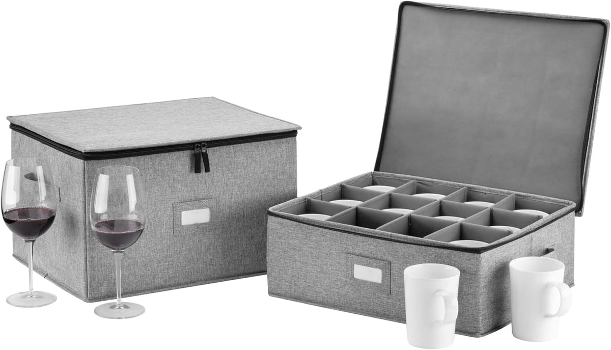 Flatware Storage Case with 5 Adjustable Compartments - Tableware Utensil Chest with Carrying Handles - Protects and Organizes Cutlery and Silverware - Hard Shell and Stackable