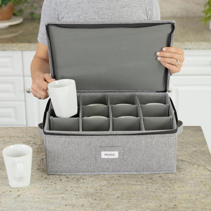 Flatware Storage Case with 5 Adjustable Compartments - Tableware Utensil Chest with Carrying Handles - Protects and Organizes Cutlery and Silverware - Hard Shell and Stackable