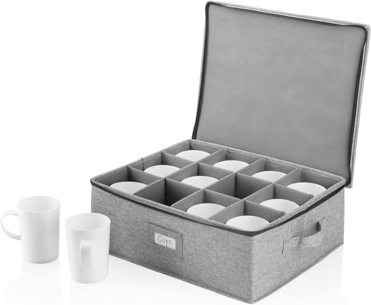 Flatware Storage Case with 5 Adjustable Compartments - Tableware Utensil Chest with Carrying Handles - Protects and Organizes Cutlery and Silverware - Hard Shell and Stackable