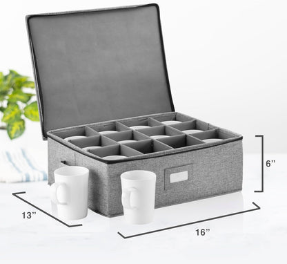 Flatware Storage Case with 5 Adjustable Compartments - Tableware Utensil Chest with Carrying Handles - Protects and Organizes Cutlery and Silverware - Hard Shell and Stackable