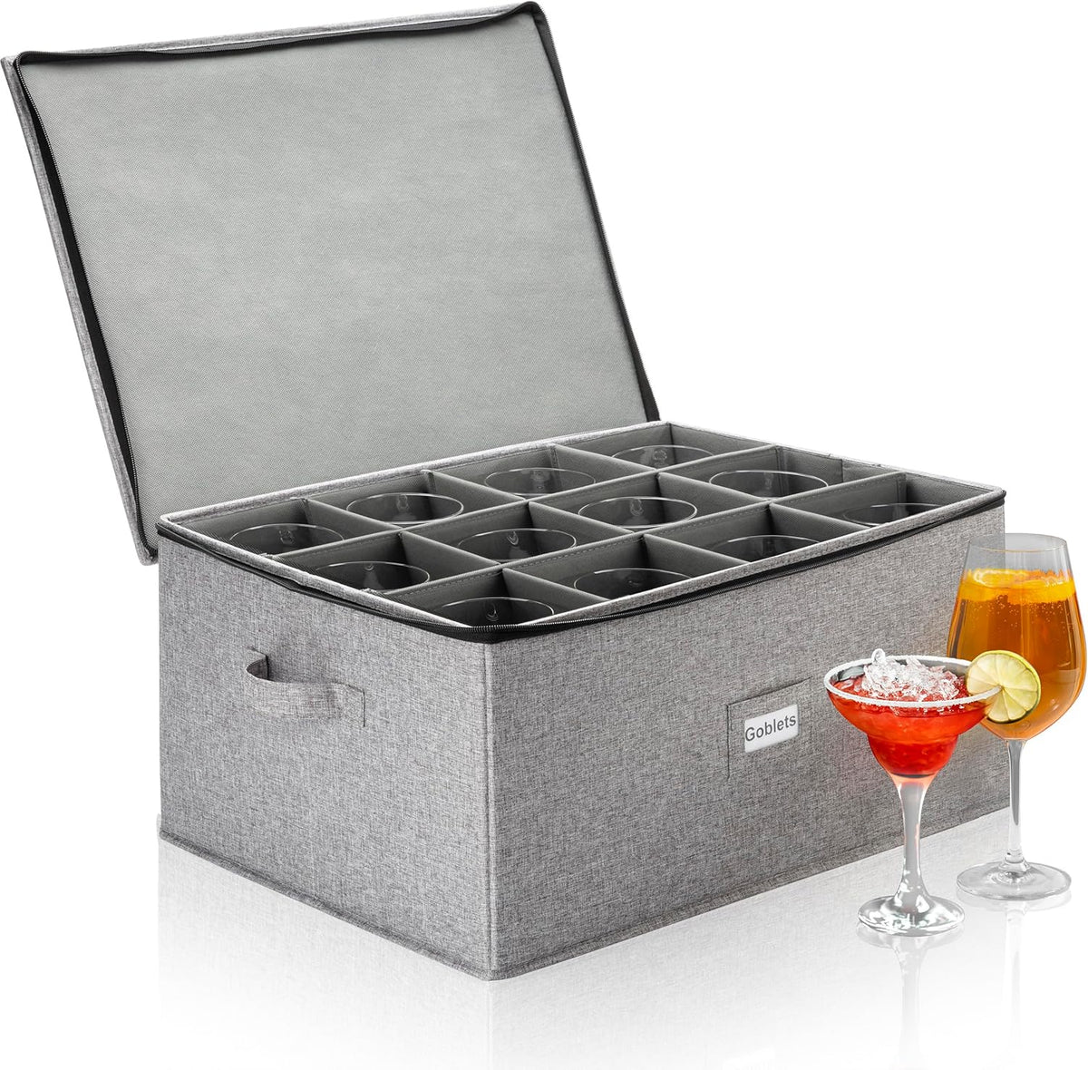 Flatware Storage Case with 5 Adjustable Compartments - Tableware Utensil Chest with Carrying Handles - Protects and Organizes Cutlery and Silverware - Hard Shell and Stackable