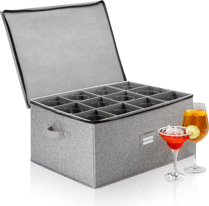 Flatware Storage Case with 5 Adjustable Compartments - Tableware Utensil Chest with Carrying Handles - Protects and Organizes Cutlery and Silverware - Hard Shell and Stackable