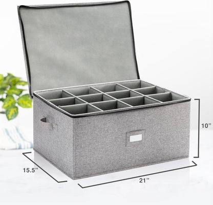 Flatware Storage Case with 5 Adjustable Compartments - Tableware Utensil Chest with Carrying Handles - Protects and Organizes Cutlery and Silverware - Hard Shell and Stackable