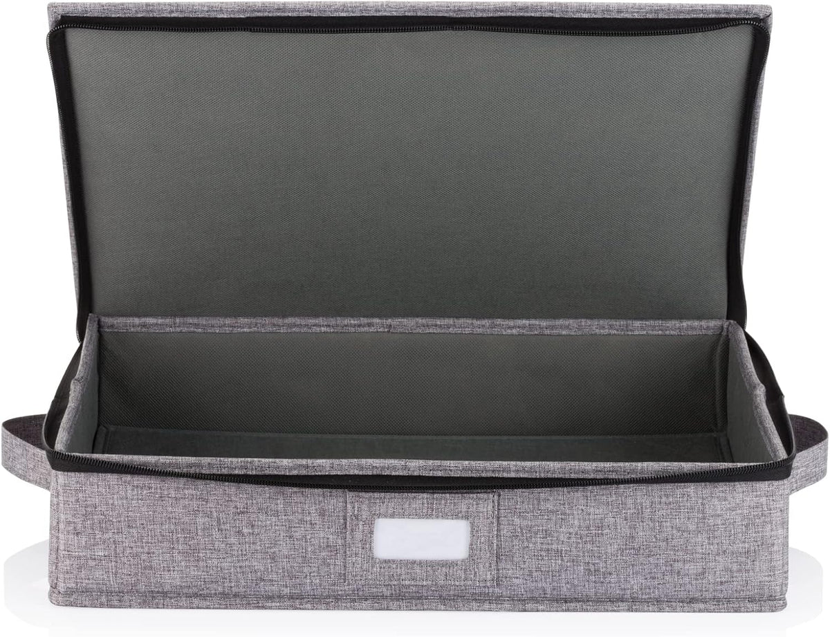 Flatware Storage Case with 5 Adjustable Compartments - Tableware Utensil Chest with Carrying Handles - Protects and Organizes Cutlery and Silverware - Hard Shell and Stackable