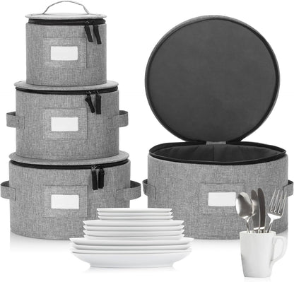 Flatware Storage Case with 5 Adjustable Compartments - Tableware Utensil Chest with Carrying Handles - Protects and Organizes Cutlery and Silverware - Hard Shell and Stackable