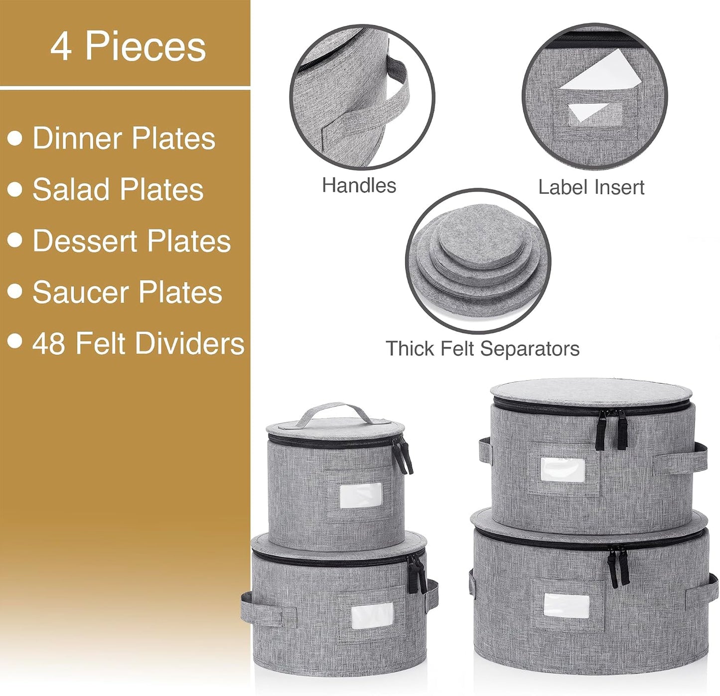 Flatware Storage Case with 5 Adjustable Compartments - Tableware Utensil Chest with Carrying Handles - Protects and Organizes Cutlery and Silverware - Hard Shell and Stackable