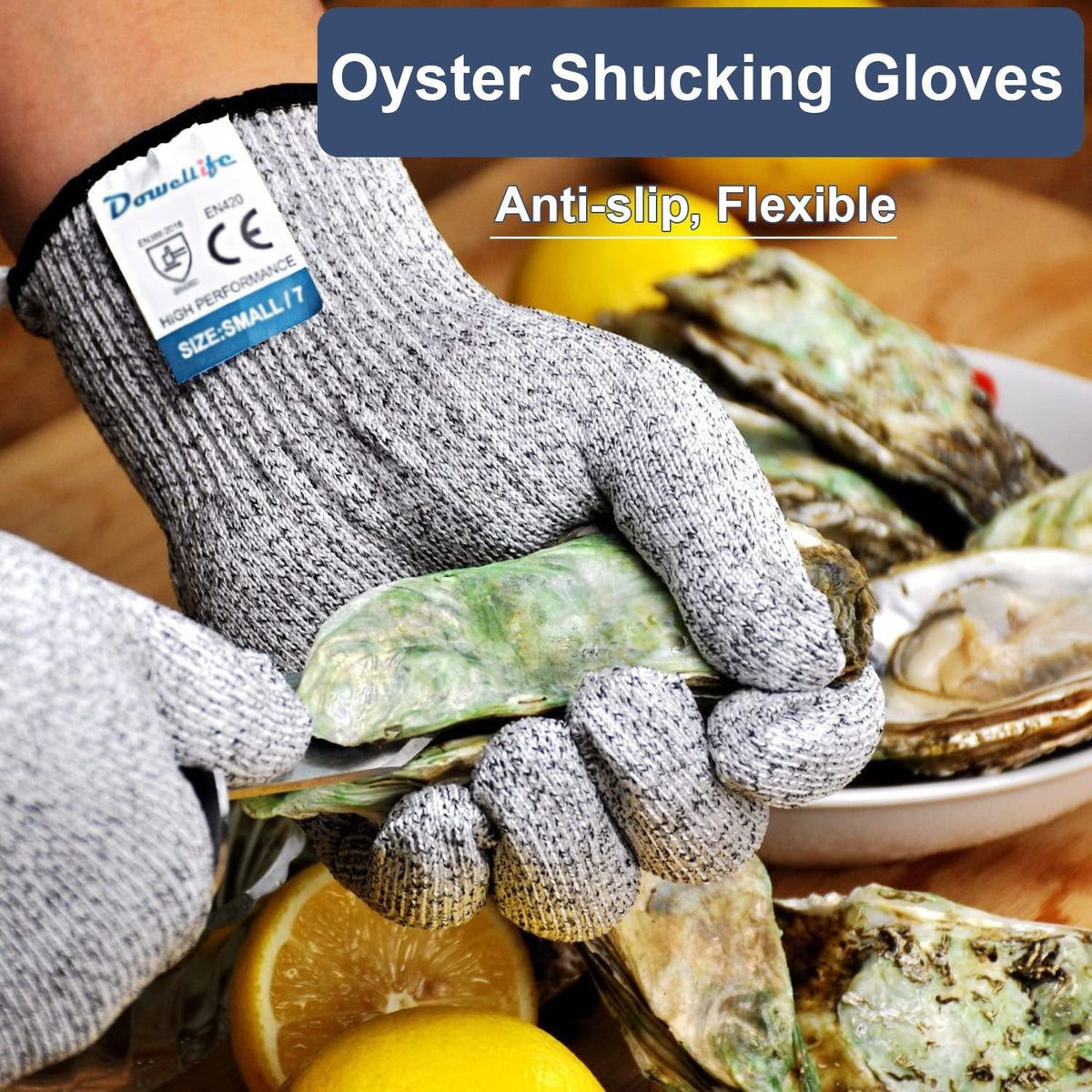 Cut Resistant Gloves Food Grade Level 5 Protection, Safety Kitchen Cuts Gloves for Oyster Shucking, Fish Fillet Processing, Mandolin Slicing, Meat Cutting and Wood Carving. (X-Large)