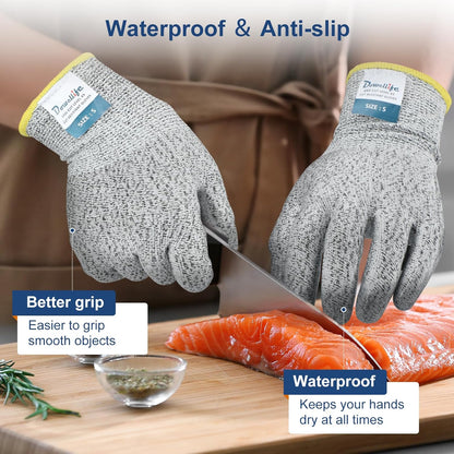 Cut Resistant Gloves Food Grade Level 5 Protection, Safety Kitchen Cuts Gloves for Oyster Shucking, Fish Fillet Processing, Mandolin Slicing, Meat Cutting and Wood Carving. (X-Large)