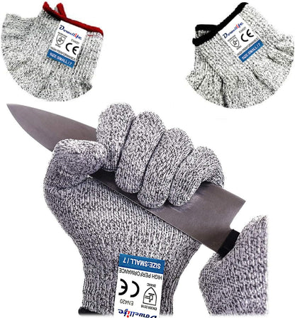 Cut Resistant Gloves Food Grade Level 5 Protection, Safety Kitchen Cuts Gloves for Oyster Shucking, Fish Fillet Processing, Mandolin Slicing, Meat Cutting and Wood Carving. (X-Large)
