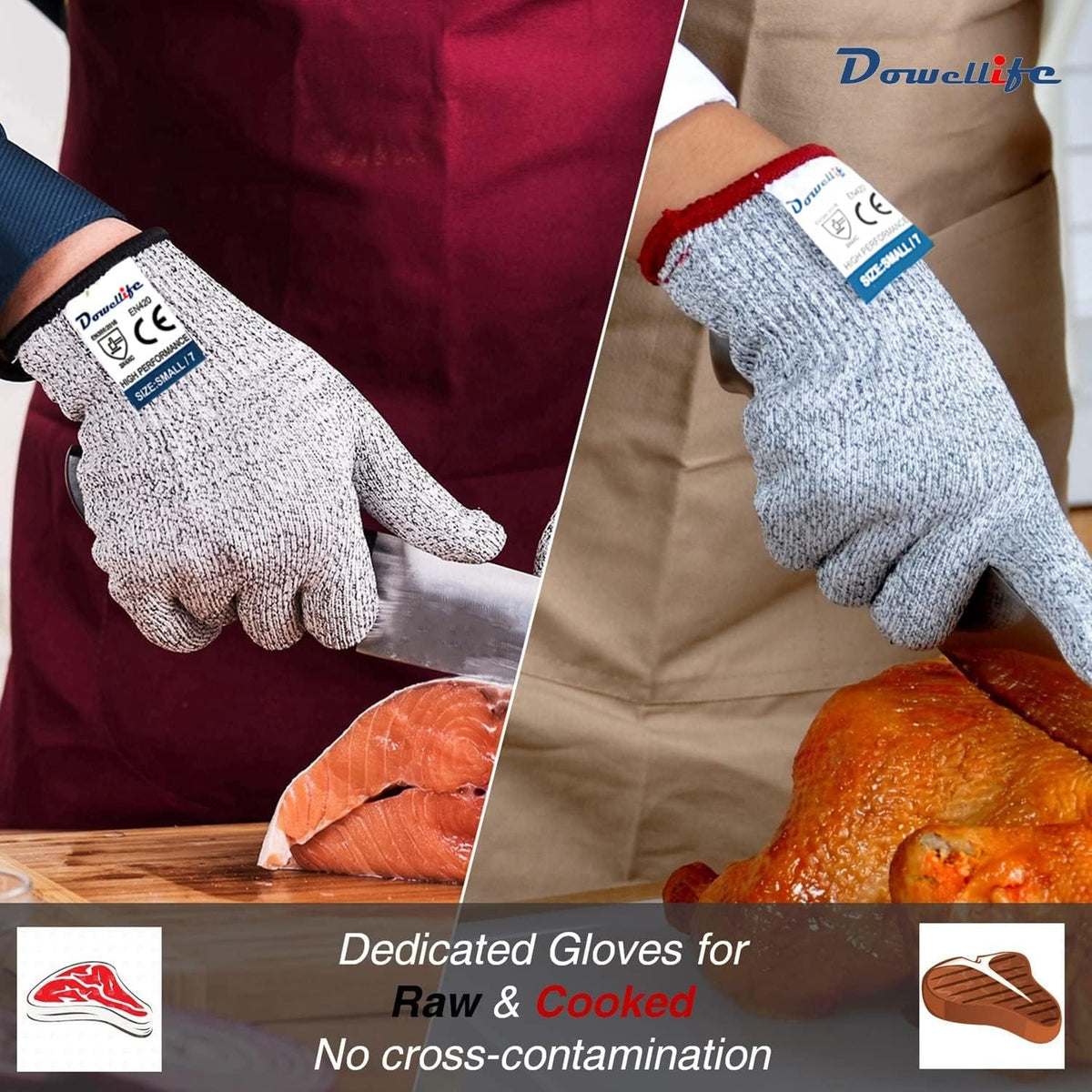 Cut Resistant Gloves Food Grade Level 5 Protection, Safety Kitchen Cuts Gloves for Oyster Shucking, Fish Fillet Processing, Mandolin Slicing, Meat Cutting and Wood Carving. (X-Large)
