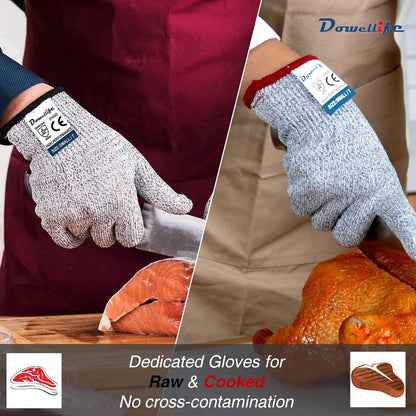 Cut Resistant Gloves Food Grade Level 5 Protection, Safety Kitchen Cuts Gloves for Oyster Shucking, Fish Fillet Processing, Mandolin Slicing, Meat Cutting and Wood Carving. (X-Large)
