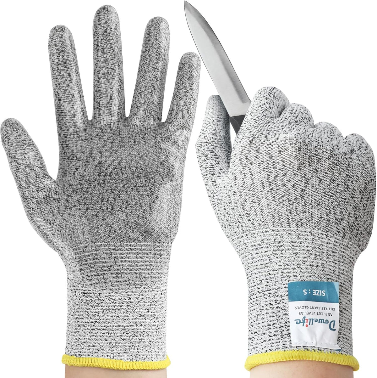 Cut Resistant Gloves Food Grade Level 5 Protection, Safety Kitchen Cuts Gloves for Oyster Shucking, Fish Fillet Processing, Mandolin Slicing, Meat Cutting and Wood Carving. (X-Large)