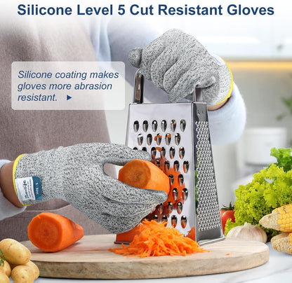 Cut Resistant Gloves Food Grade Level 5 Protection, Safety Kitchen Cuts Gloves for Oyster Shucking, Fish Fillet Processing, Mandolin Slicing, Meat Cutting and Wood Carving. (X-Large)