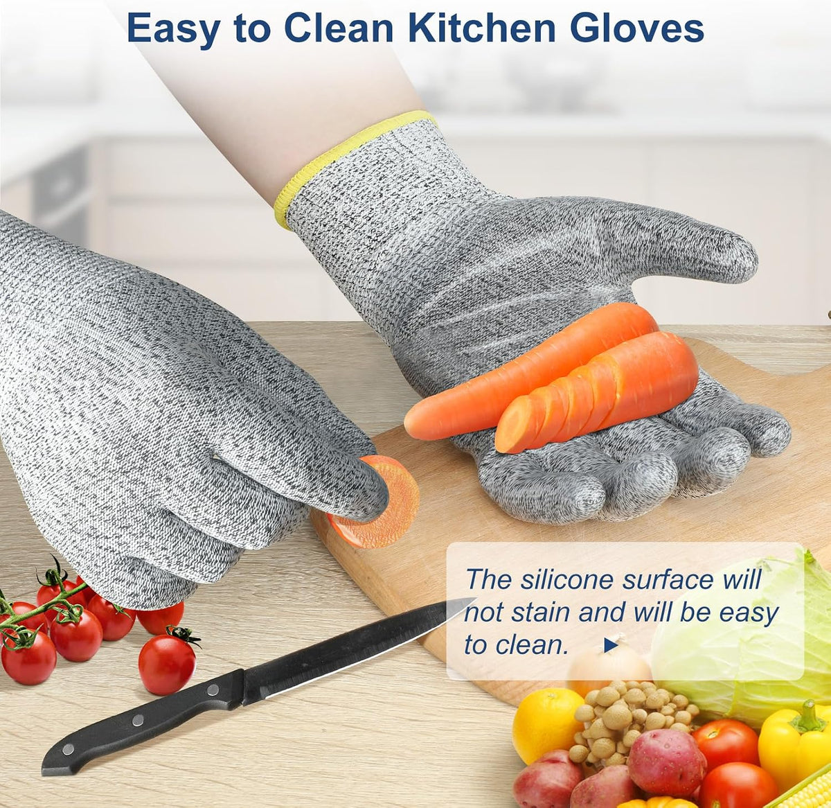 Cut Resistant Gloves Food Grade Level 5 Protection, Safety Kitchen Cuts Gloves for Oyster Shucking, Fish Fillet Processing, Mandolin Slicing, Meat Cutting and Wood Carving. (X-Large)