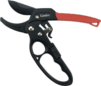 8" Professional Premium Bypass Titanium Pruning Shears(GPPS-1003) | Titanium coated SK5 steel blade, Ergonomic non-slip handle, Sap groove anti-stick design, Cuts up to 3/4" branches