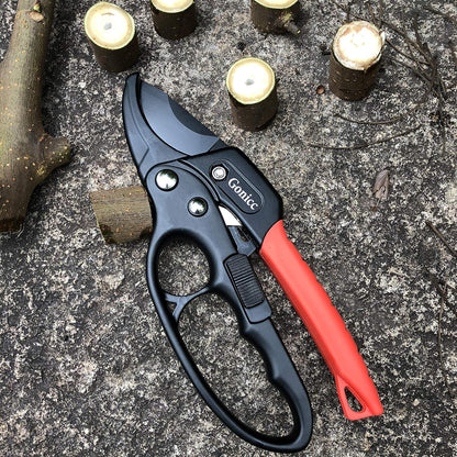 8" Professional Premium Bypass Titanium Pruning Shears(GPPS-1003) | Titanium coated SK5 steel blade, Ergonomic non-slip handle, Sap groove anti-stick design, Cuts up to 3/4" branches