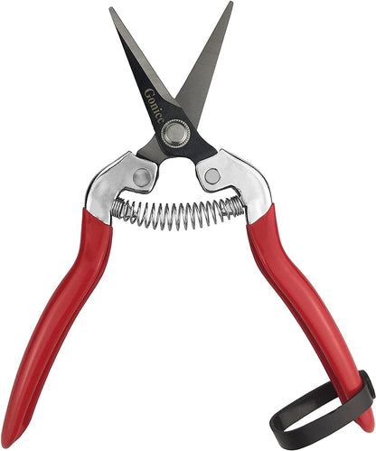8" Professional Premium Bypass Titanium Pruning Shears(GPPS-1003) | Titanium coated SK5 steel blade, Ergonomic non-slip handle, Sap groove anti-stick design, Cuts up to 3/4" branches
